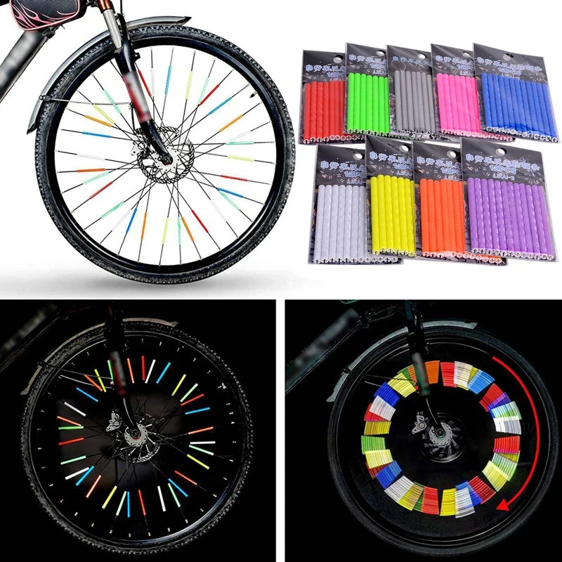 12pcs 7.5cm Bicycle Wheel Reflective Sticker Warning Light Tube Strip MTB Cycling Safety Kit for MTB Road Bike (image for) 12pcs 7.5cm Bicycle Wheel Reflective Sticker Warning Light Tube Strip MTB Cycling Safety Kit for MTB Road Bike