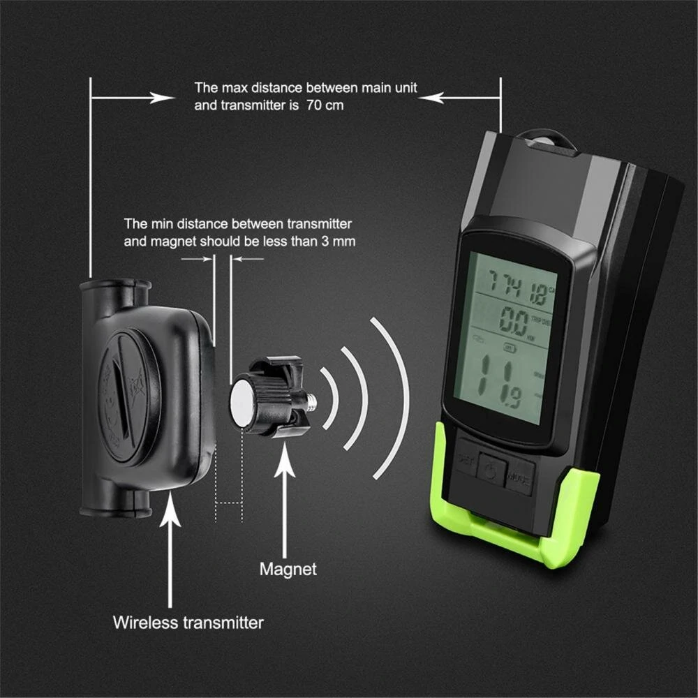 (image for) 3 in 1 Bike Headlight 800Lm Brightness 3 Light Mode 4000mAh Battery IP65 Waterproof Horn Speedometer Bicycle Front Lights