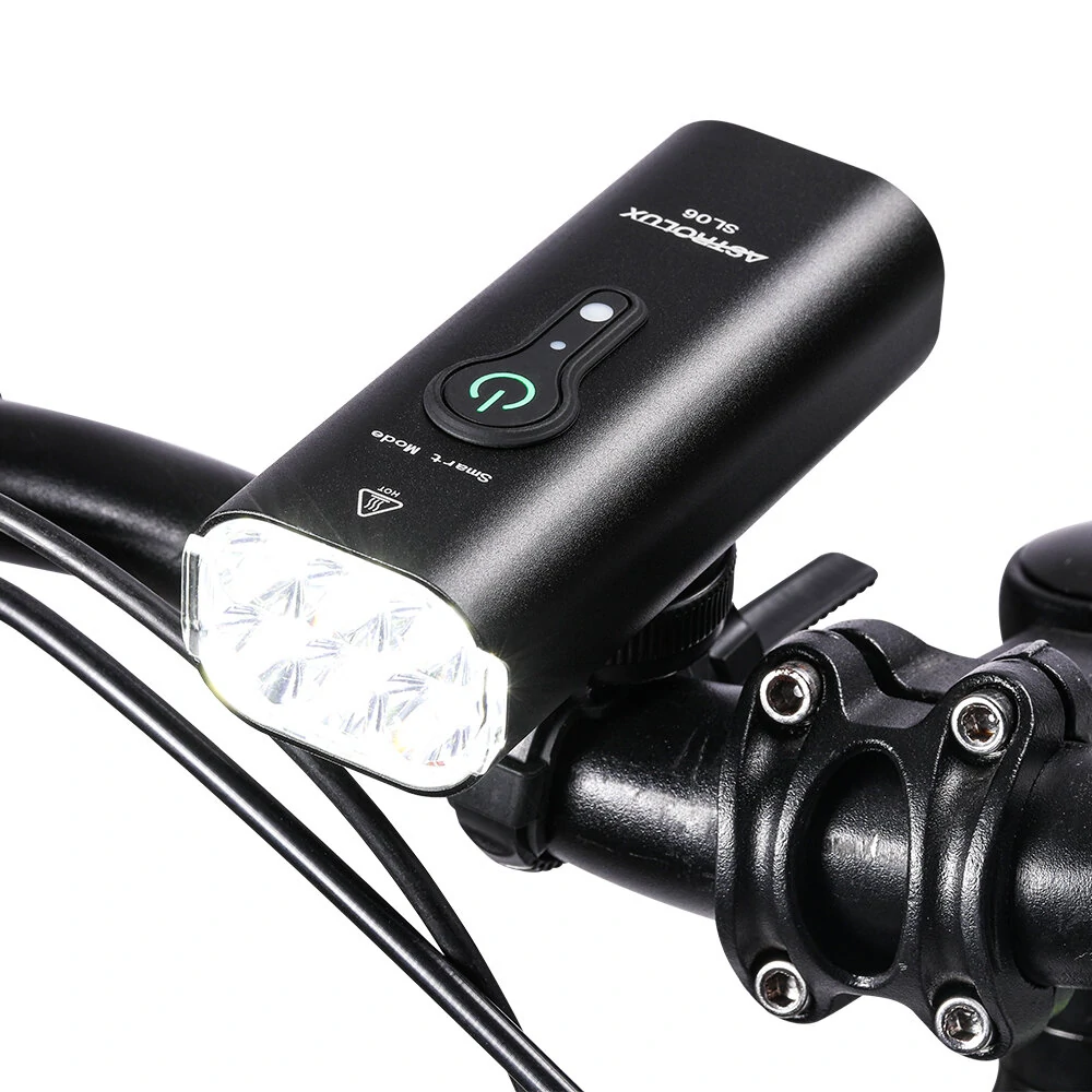 (image for) Astrolux® SL06 2000Lm Brightness & Vibration Smart Sensing Bike Headlights 6 LED 4800mAh Battery IPX6 Waterproof 6 Light Modes Type-C USB Rechargeable Aluminum Alloy Front Light for Elect