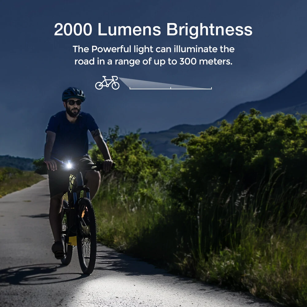 (image for) Astrolux® SL06 2000Lm Brightness & Vibration Smart Sensing Bike Headlights 6 LED 4800mAh Battery IPX6 Waterproof 6 Light Modes Type-C USB Rechargeable Aluminum Alloy Front Light for Elect