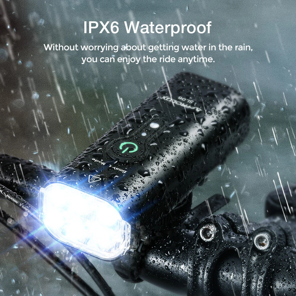 (image for) Astrolux® SL06 2000Lm Brightness & Vibration Smart Sensing Bike Headlights 6 LED 4800mAh Battery IPX6 Waterproof 6 Light Modes Type-C USB Rechargeable Aluminum Alloy Front Light for Elect