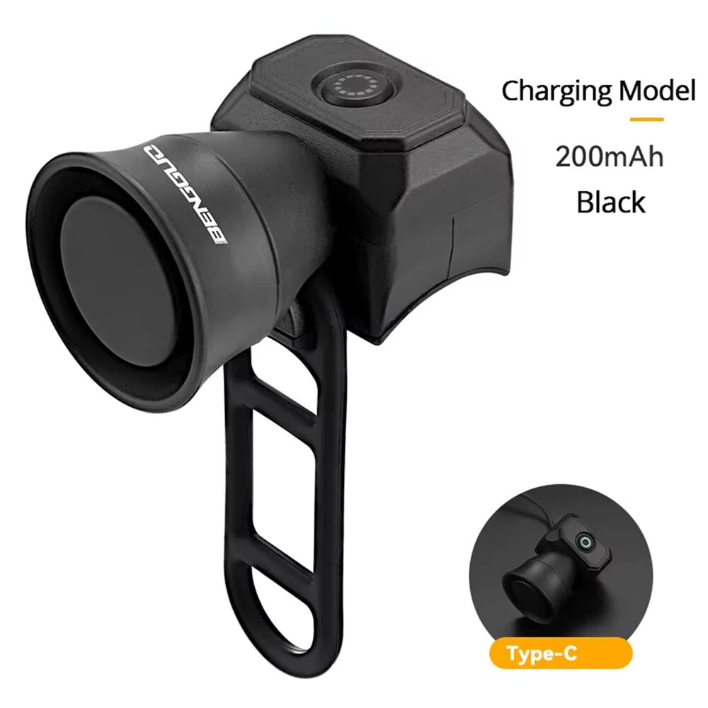 (image for) BENGGUO Bicycle Horn 120dB High Sound Bike Bell Horn 5 Light Modes 200mAh Type-C Waterproof Electric Horn for Cycling