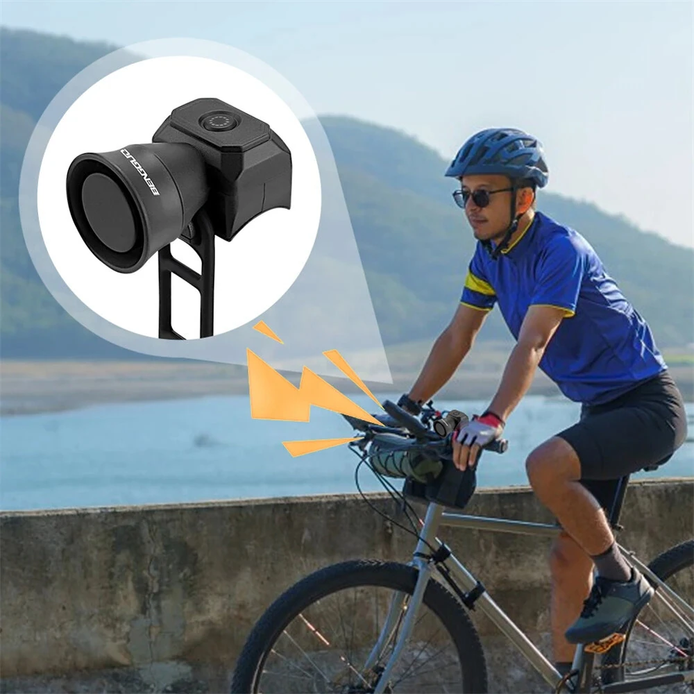 (image for) BENGGUO Bicycle Horn 120dB High Sound Bike Bell Horn 5 Light Modes 200mAh Type-C Waterproof Electric Horn for Cycling