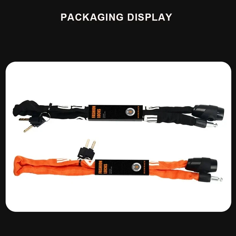 (image for) RIDERACE Bike Chain Lock Portable High Security Anti-Theft Bicycle Lock with 2 Keys for Bicycle Electric Scooter Motorcycle