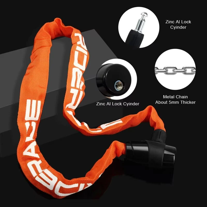 (image for) RIDERACE Bike Chain Lock Portable High Security Anti-Theft Bicycle Lock with 2 Keys for Bicycle Electric Scooter Motorcycle