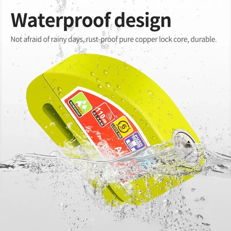 (image for) Smart Bicycle Disc Brake Lock 110dB Loud Alarm Anti-thief Protection Aluminum Alloy Waterproof Reminding Rope Lock for Bike Motorcycle