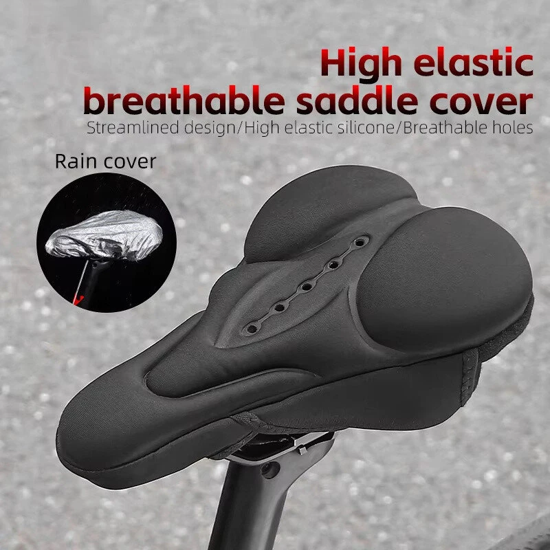 (image for) WEST BIKING Silicone High Elastic Bicycle Cushion Cover Breathable Soft Bike Seat Cushion with Rainproof Protection for Outdoor Riding